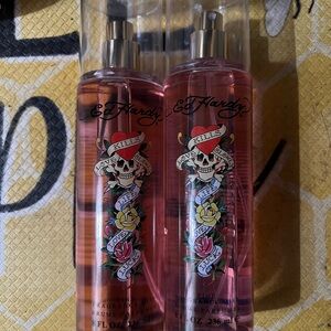 Ed Hardy Pink Floral Skull Body Spray Duo- new!!